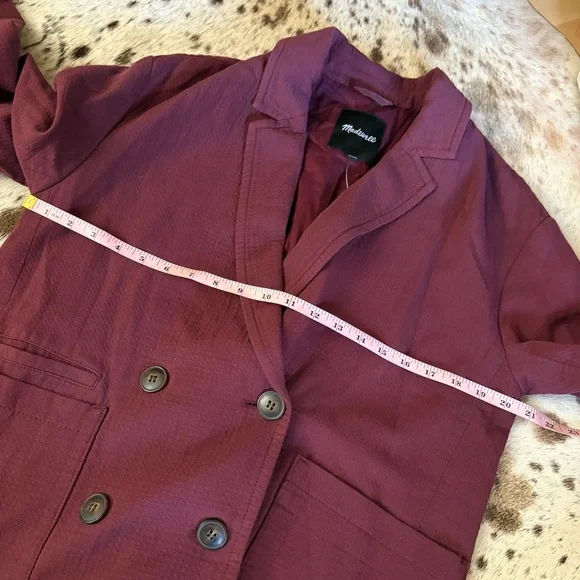MADEWELL Oversized Burgundy‎ Double Breasted Blazer Size Small NWT - Picture 6 of 7